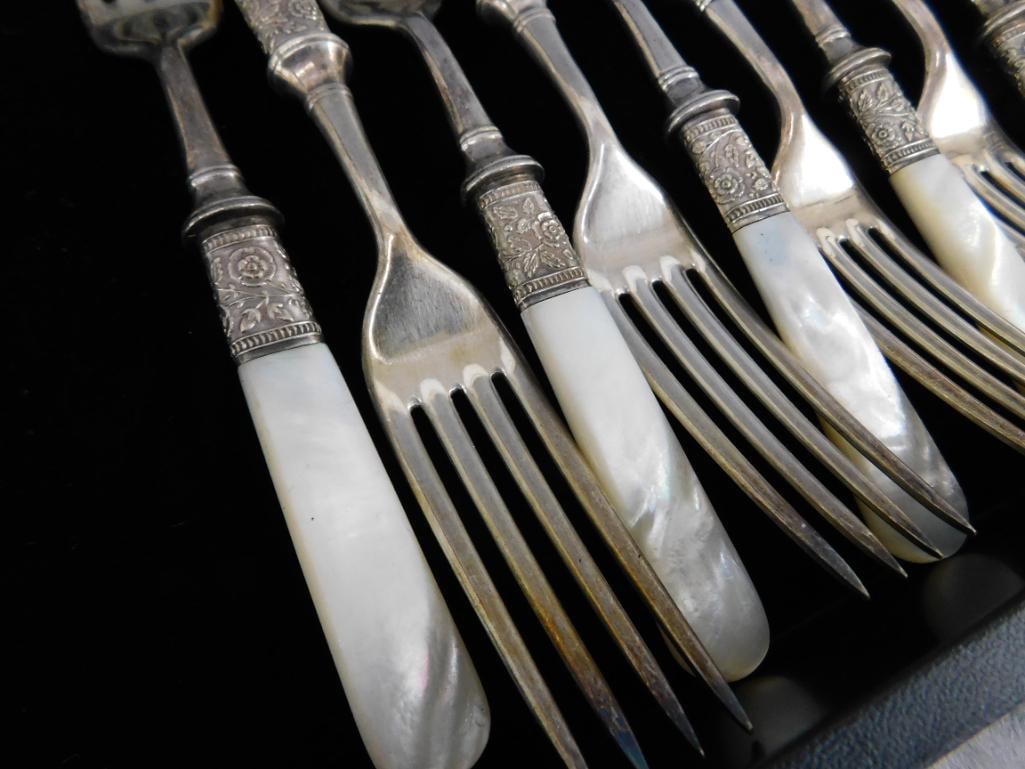 Group of 12 Faux Mother of Pearl Forks - 7.25" Long - 5