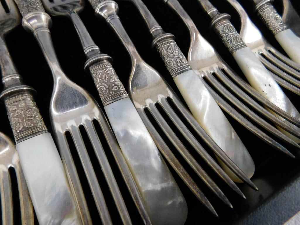 Group of 12 Faux Mother of Pearl Forks - 7.25" Long - 6