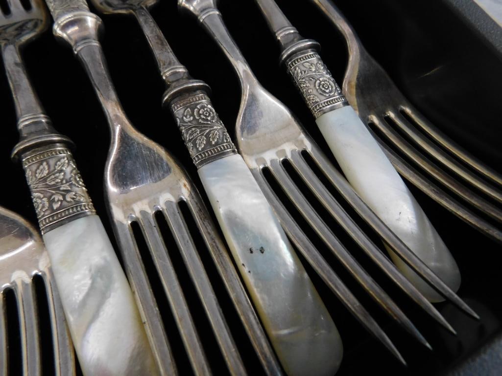 Group of 12 Faux Mother of Pearl Forks - 7.25" Long - 7