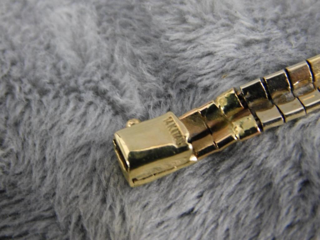 14K Tri Color Gold Omega Chain Bracelet - 6.75" - 10.61 Grams - 7