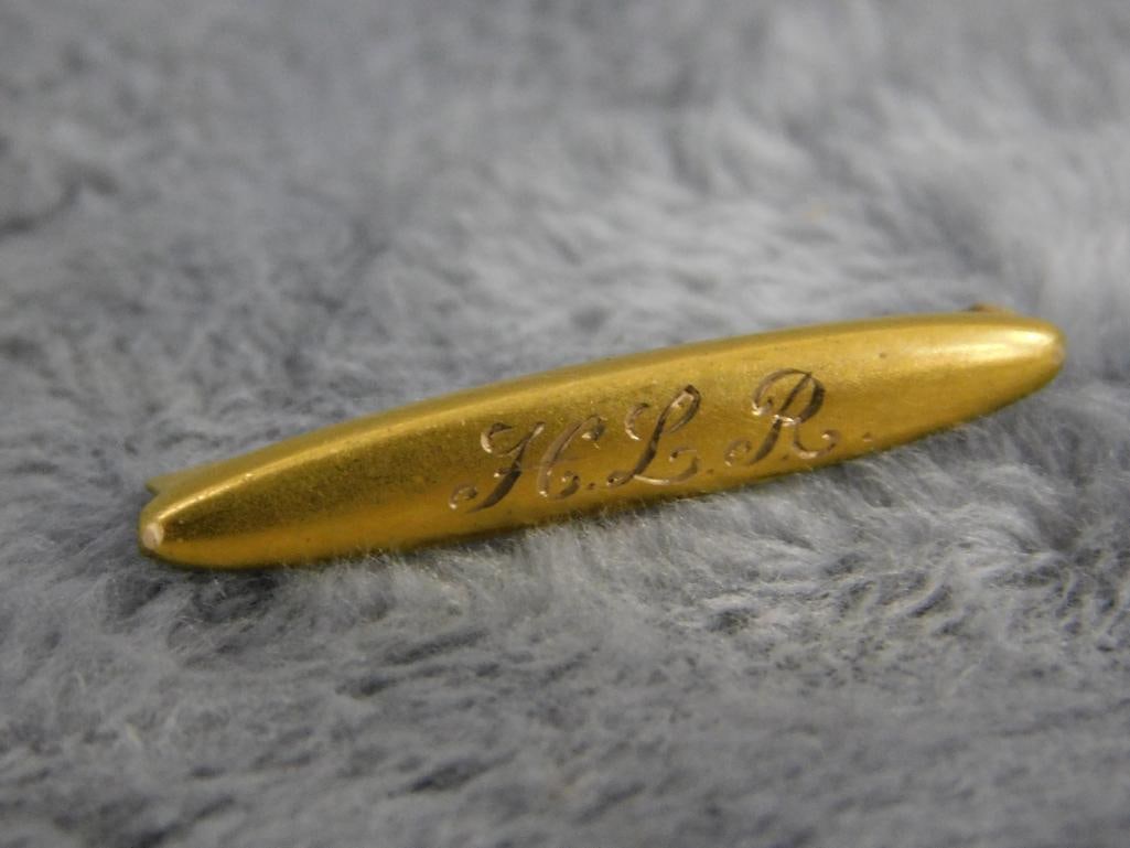14K Yellow Gold - Victorian Tie Pin with Seeded Pearls - Lingerie Pin - 1.41 Grams TW - 4