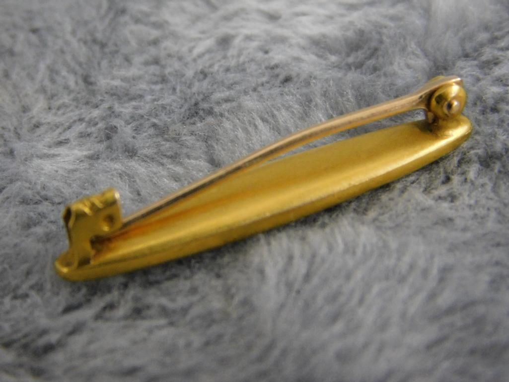 14K Yellow Gold - Victorian Tie Pin with Seeded Pearls - Lingerie Pin - 1.41 Grams TW - 5