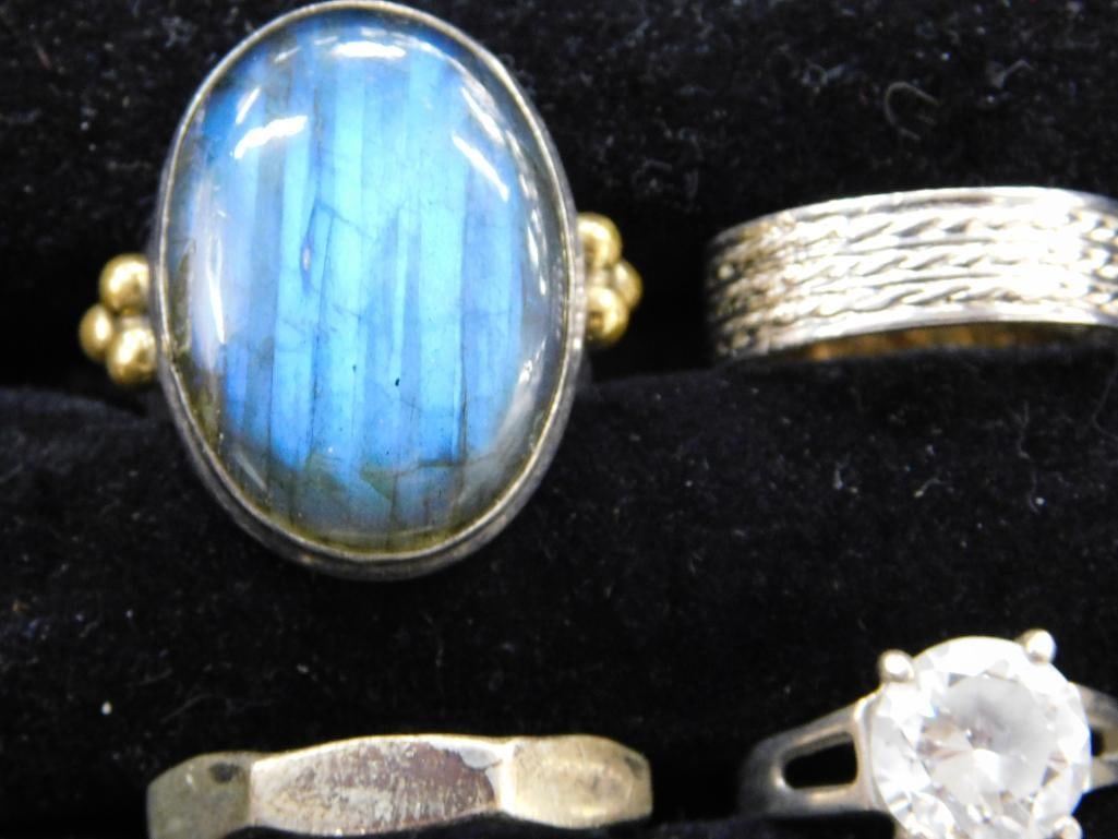 Sterling Silver - 4 Rings - 1 Size 6 - 1 Size 8 - 2 Size 9 - 24.77 Grams TW - 2