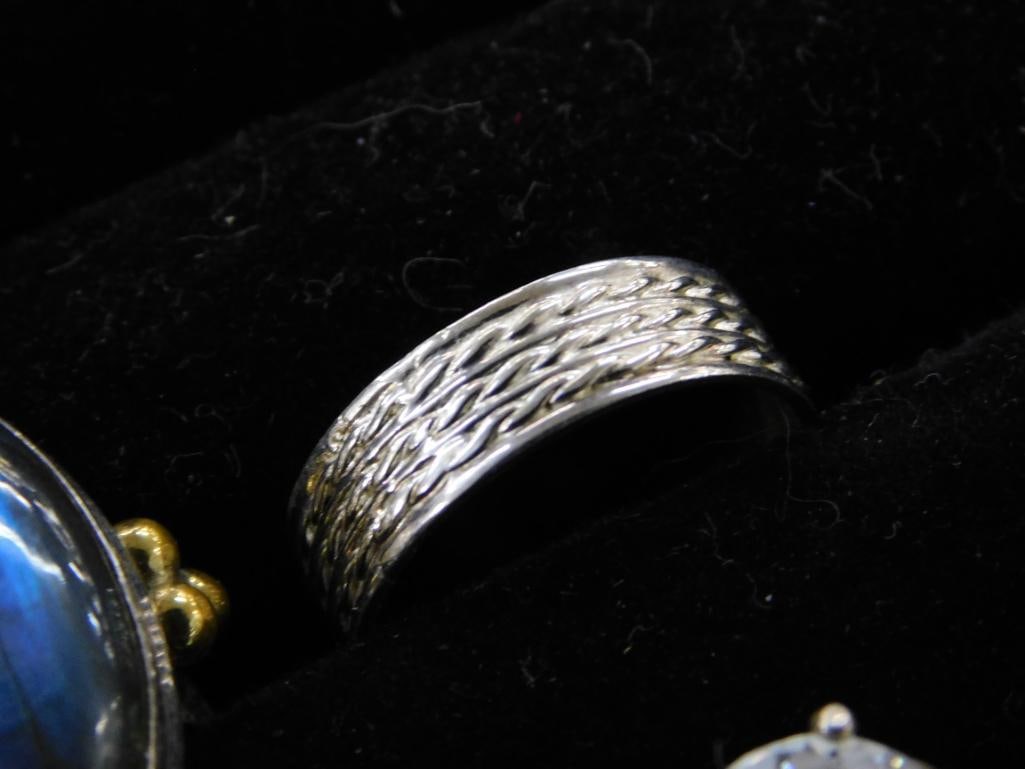 Sterling Silver - 4 Rings - 1 Size 6 - 1 Size 8 - 2 Size 9 - 24.77 Grams TW - 5