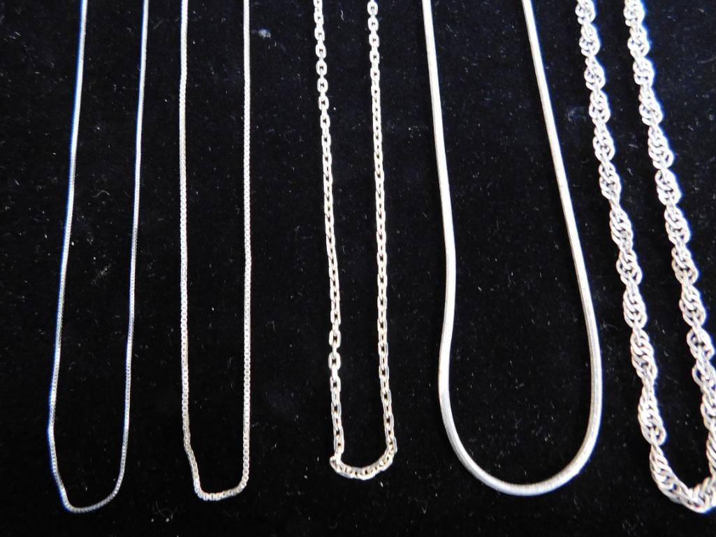 Sterling Silver - 5 Necklaces - 2-18" - 2-24" - 1-28" - 31.5 Grams (1 of 12)