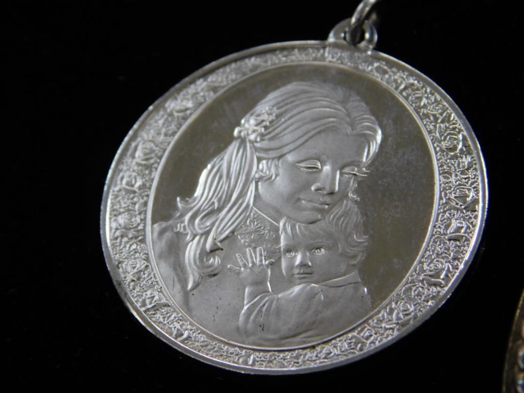 Sterling Silver - 2-18" Pendant Necklaces - 1 Coin Pendant - 28.43 Grams TW - 2