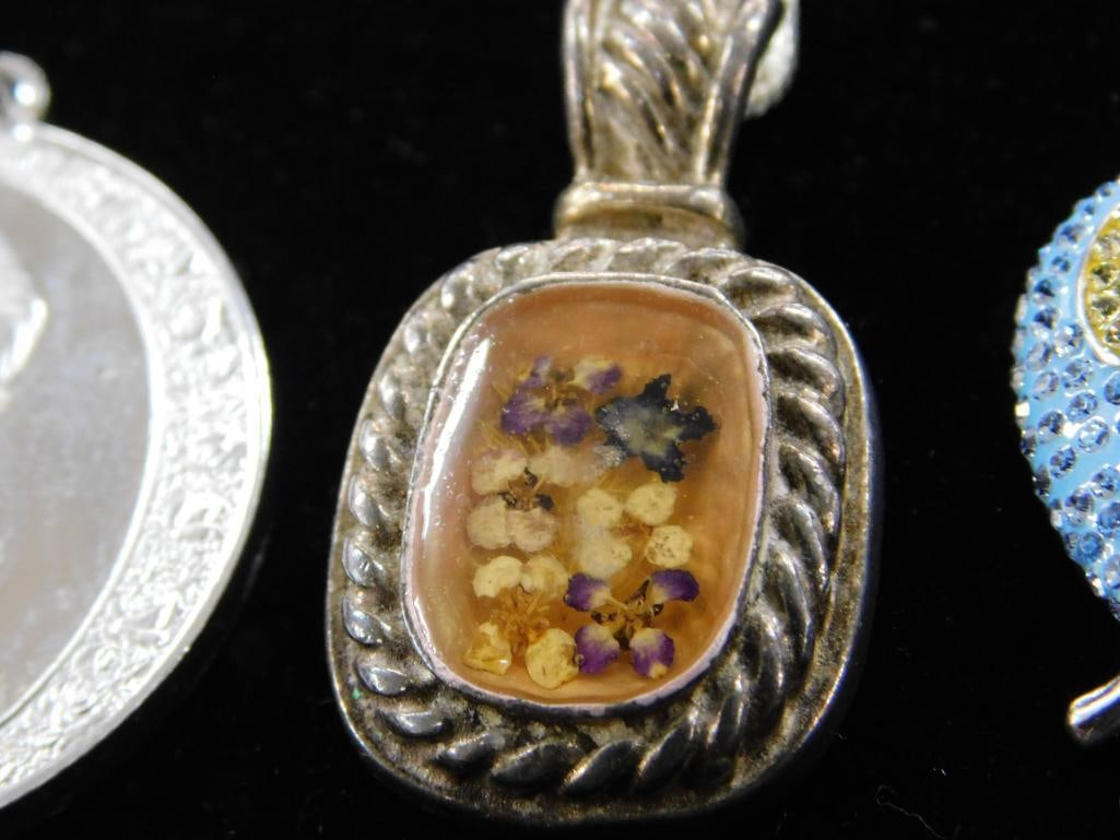 Sterling Silver - 2-18" Pendant Necklaces - 1 Coin Pendant - 28.43 Grams TW - 4
