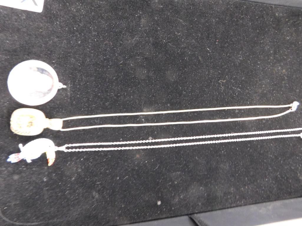 Sterling Silver - 2-18" Pendant Necklaces - 1 Coin Pendant - 28.43 Grams TW - 8