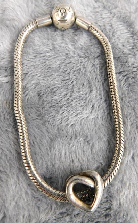 Sterling Silver - Pandora Bracelet with 1 Charm - 15.37 Grams: See Photos For Condition and Details