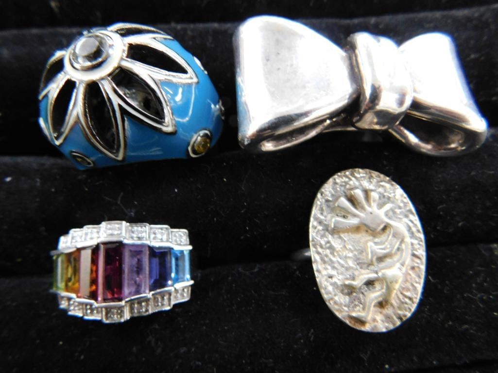 Sterling Silver - 4 Rings - 1 Size 7 - 2 Size 8 - 1 Size 10 - 47.4 Grams TW (1 of 7)
