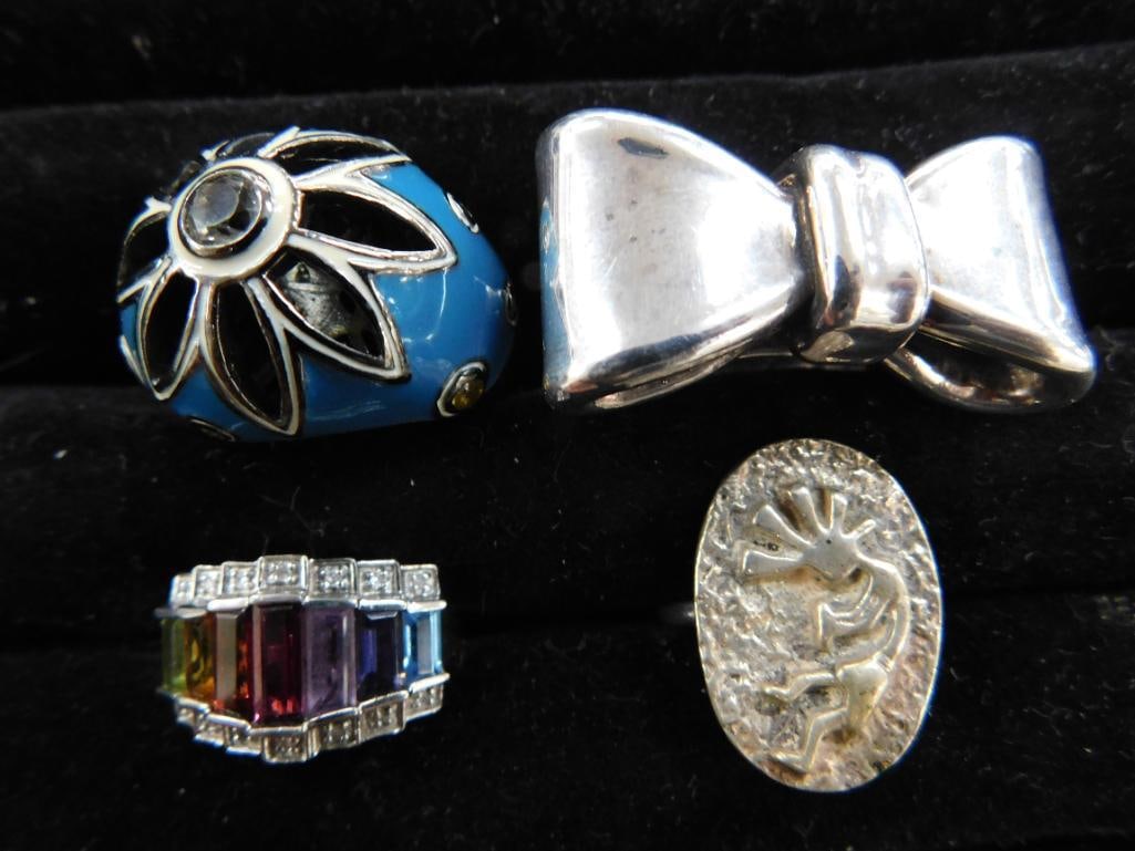 Sterling Silver - 4 Rings - 1 Size 7 - 2 Size 8 - 1 Size 10 - 47.4 Grams TW - 6