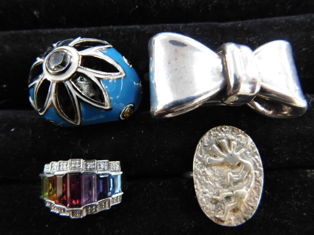 Sterling Silver - 4 Rings - 1 Size 7 - 2 Size 8 - 1 Size 10 - 47.4 Grams TW - 7
