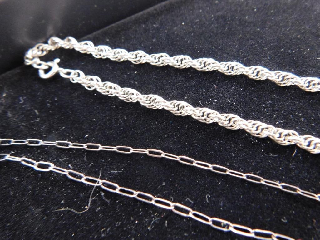 Sterling Silver - 2 Necklaces - 1-17" 1-18" - 1 7" Bracelet - 14.66 Grams - 2