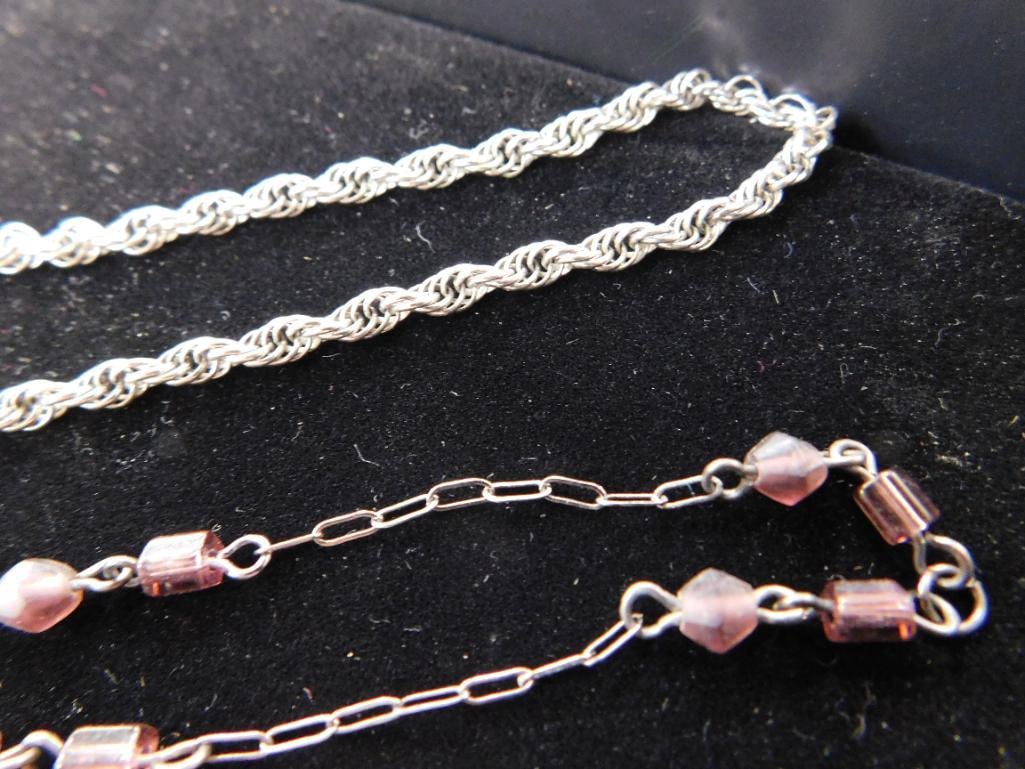 Sterling Silver - 2 Necklaces - 1-17" 1-18" - 1 7" Bracelet - 14.66 Grams - 3