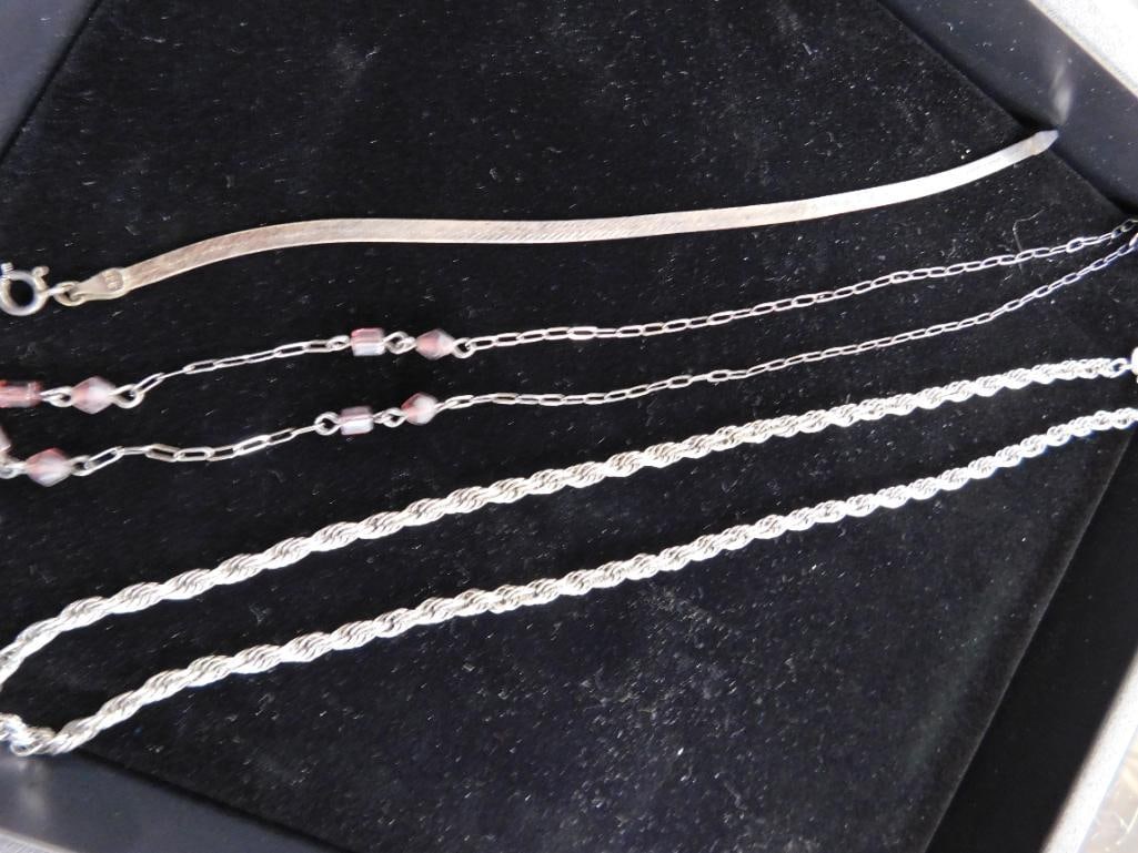 Sterling Silver - 2 Necklaces - 1-17" 1-18" - 1 7" Bracelet - 14.66 Grams - 7