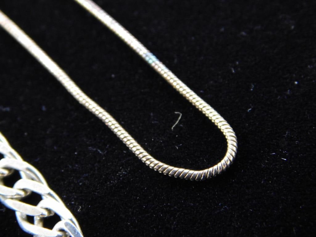 Sterling Silver - 3 Necklaces - 1-18" - 2-21" - 30.95 Grams - 2