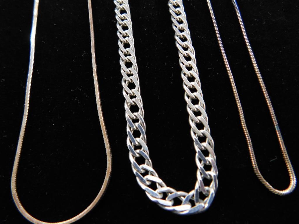 Sterling Silver - 3 Necklaces - 1-18" - 2-21" - 30.95 Grams - 7