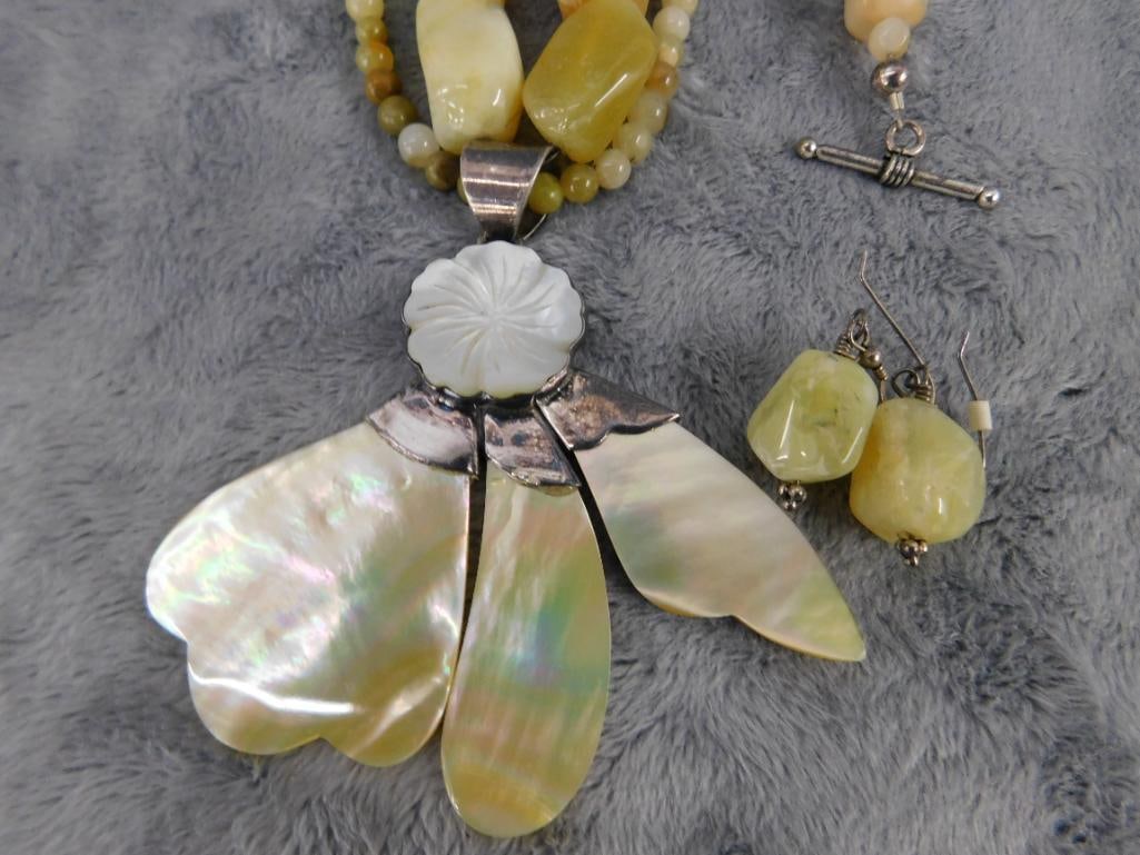 Sterling Silver - Matching 18" Necklace - 8" Bracelet and Pierced Earrings - 124 Grams TW - 8