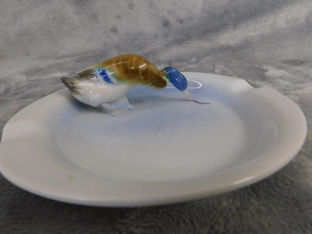 Box Lot with 6" Herend Candle Holder - 3.5" wedgwood Urn - Kunstporzellen Ilmenau Ashtray - 19