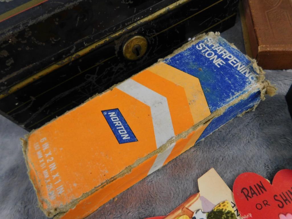 Box Lot - Pencil Box - Document Box - Rulers - Bank - Ink Block - Valentines - 7