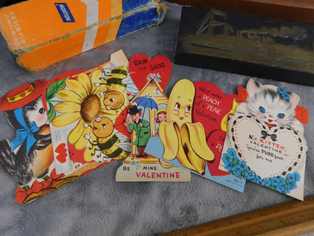 Box Lot - Pencil Box - Document Box - Rulers - Bank - Ink Block - Valentines - 8