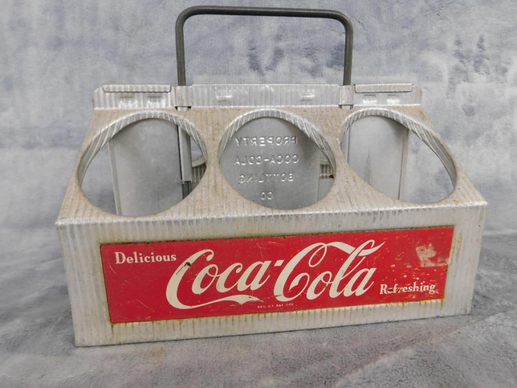 Vintage Aluminum Coca Cola 6-Pack Bottle Carrier - 8