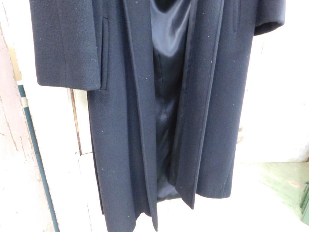 Vintage Ladies Wool 3/4 Length Coat with Real Fur Collar - Size 14 - 55" Long - 4