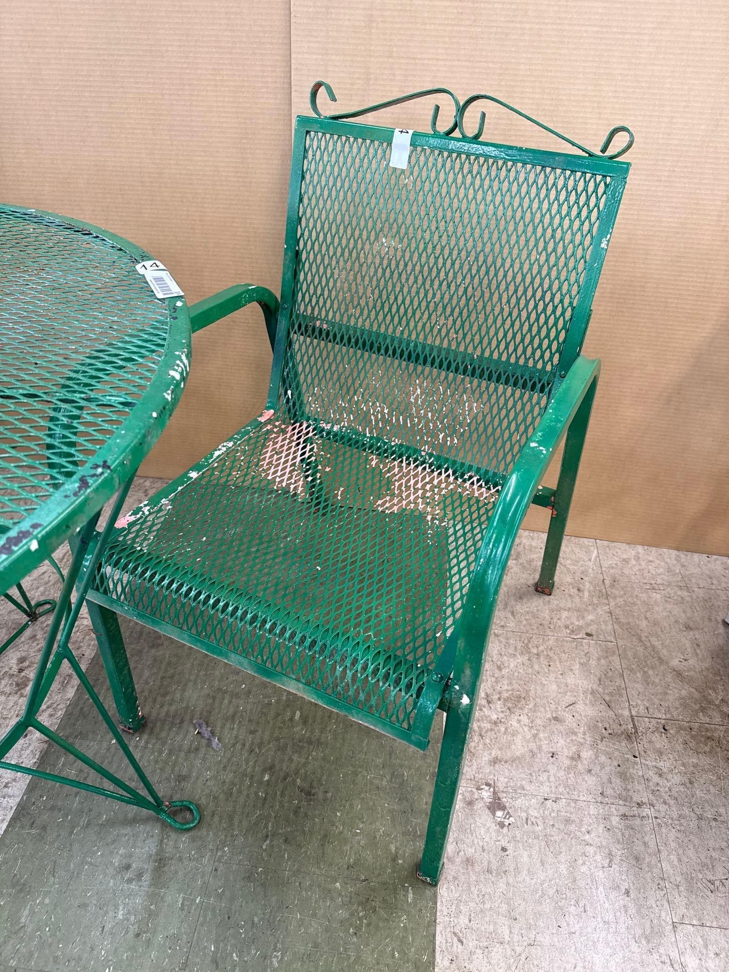 Green painted outdoor table and chairs - 2