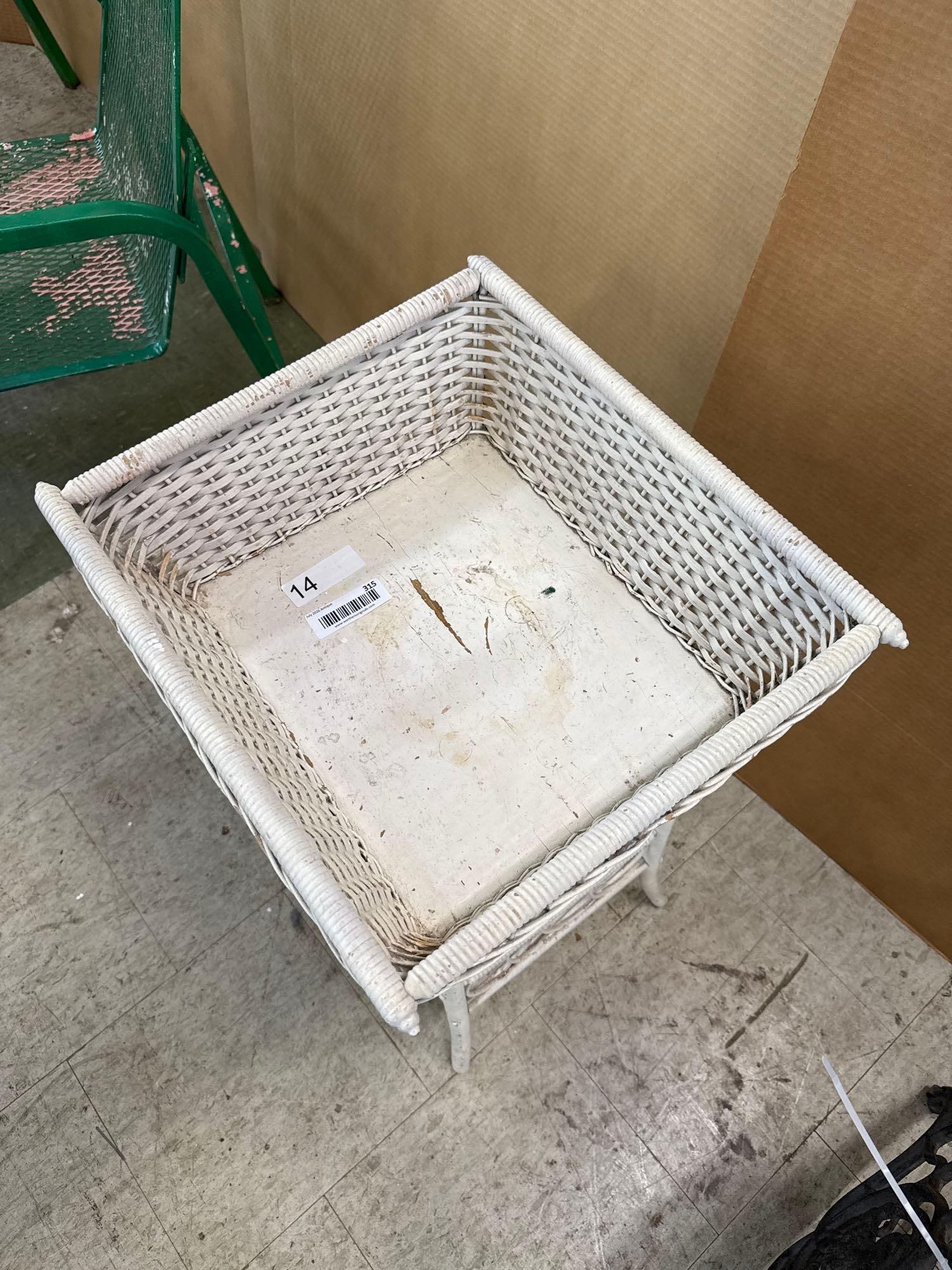 White wicker plant stand - 2