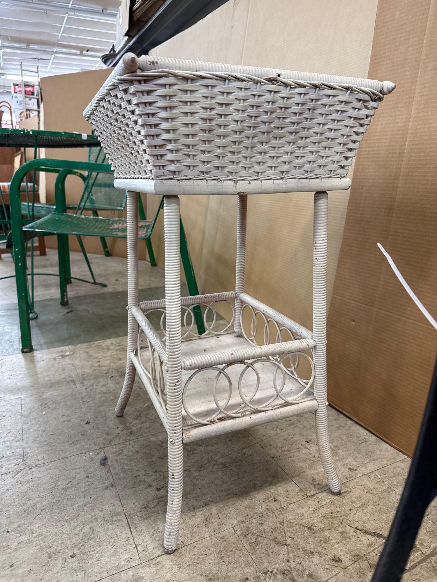 White wicker plant stand - 3