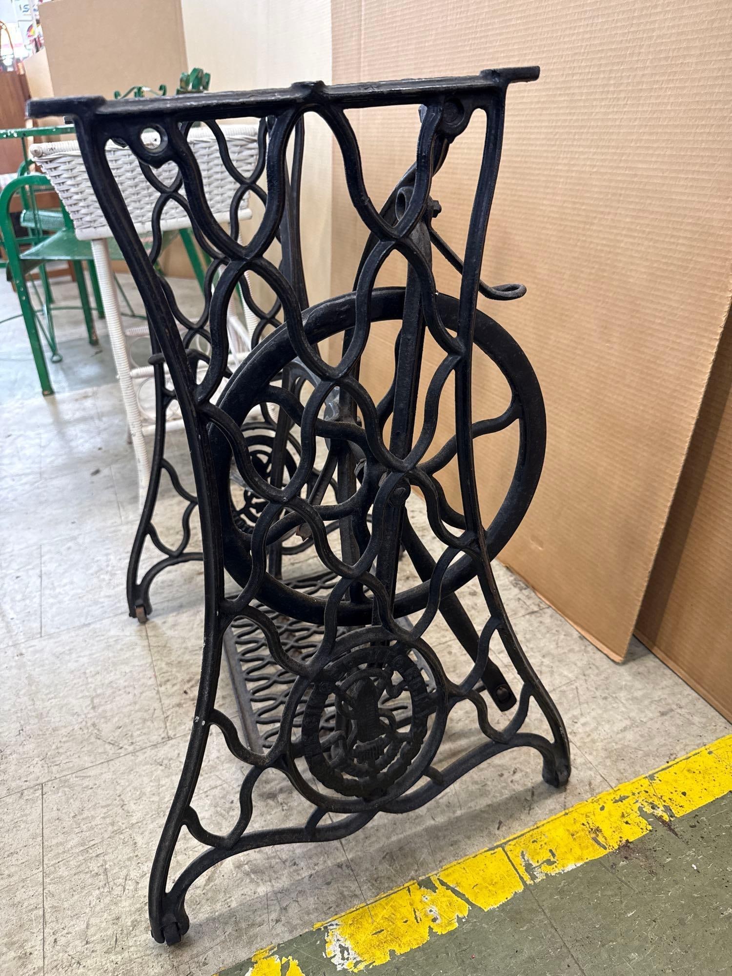 wrought iron, sewing machine table base - 2