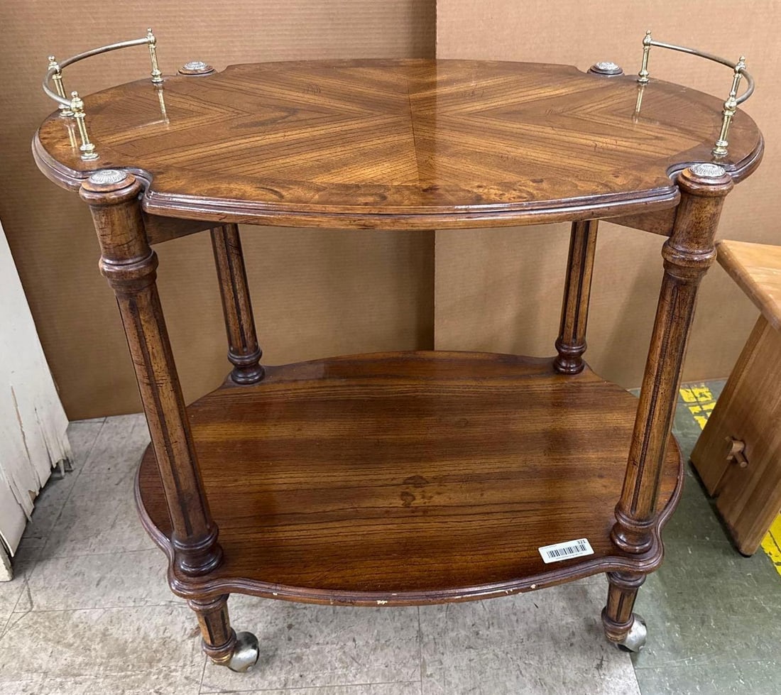 inlaid serving cart on wheels (1 of 4)