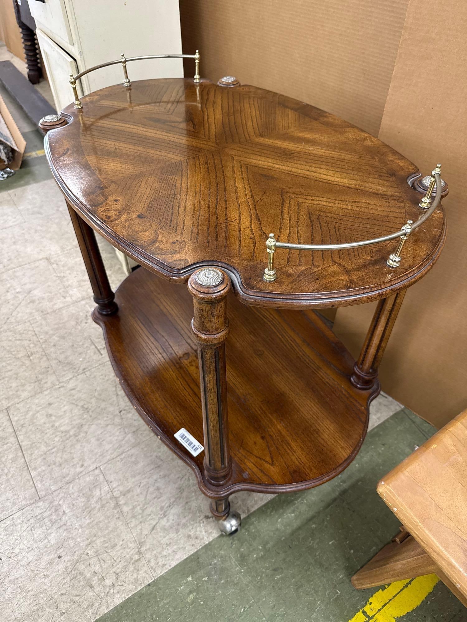 inlaid serving cart on wheels - 2