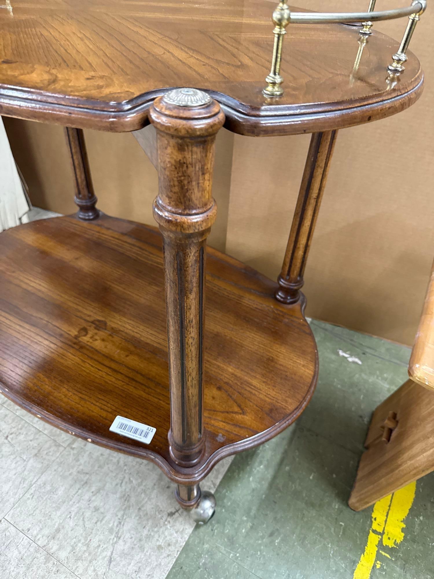 inlaid serving cart on wheels - 3