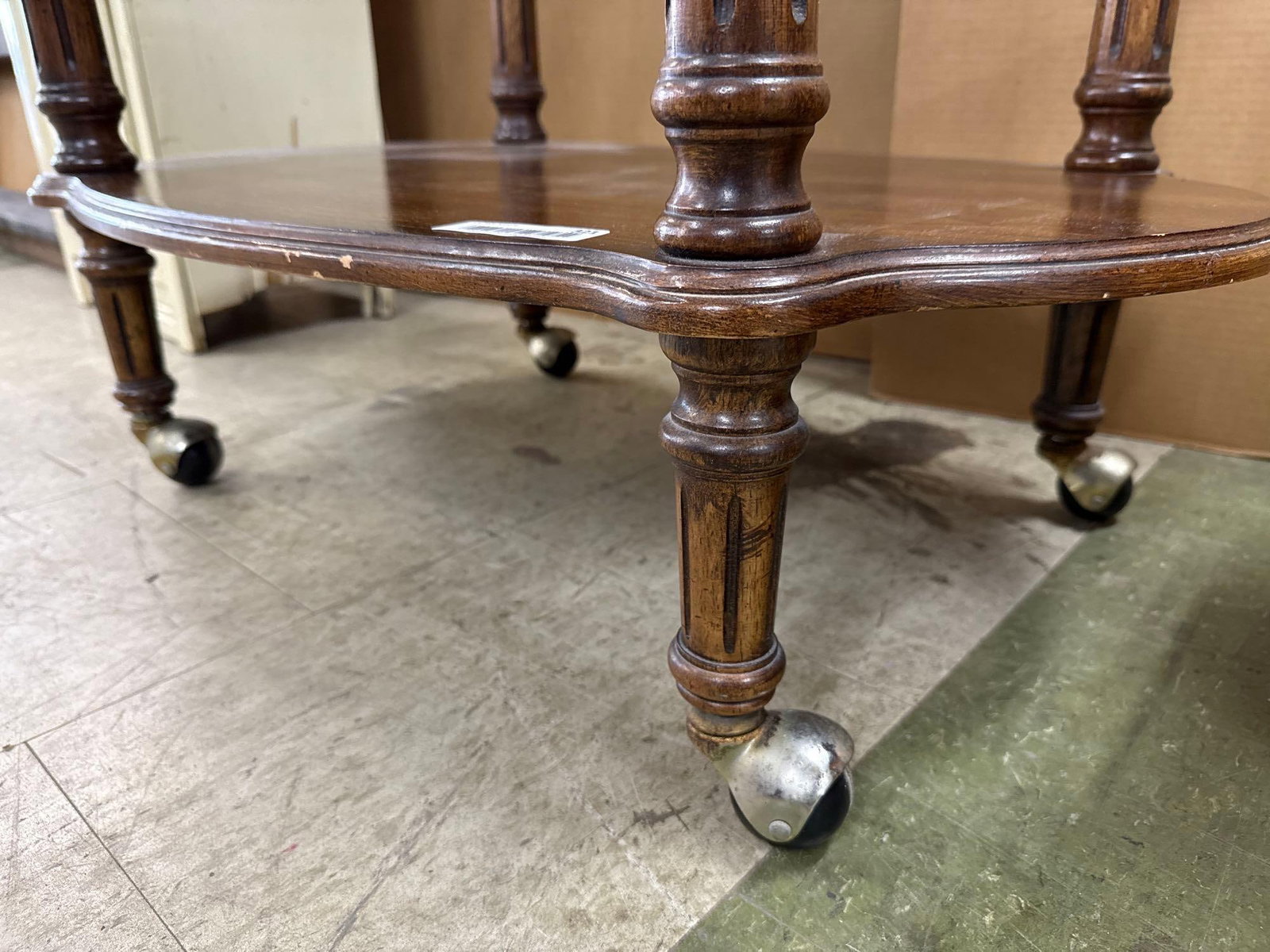 inlaid serving cart on wheels - 4