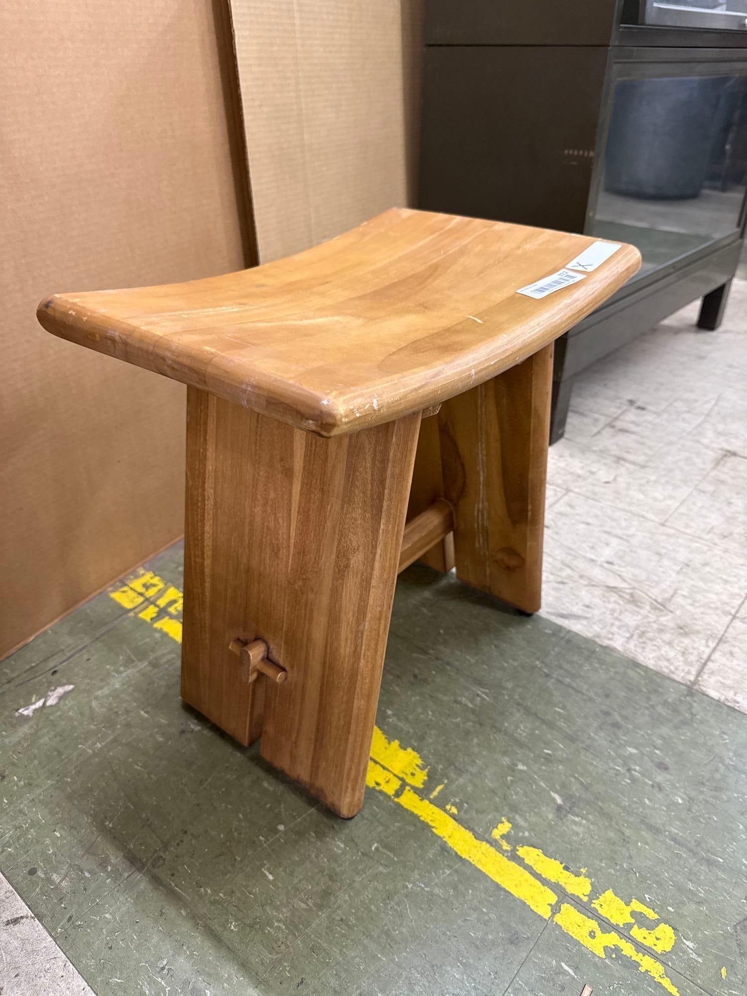 Teak stool with curved top - 2