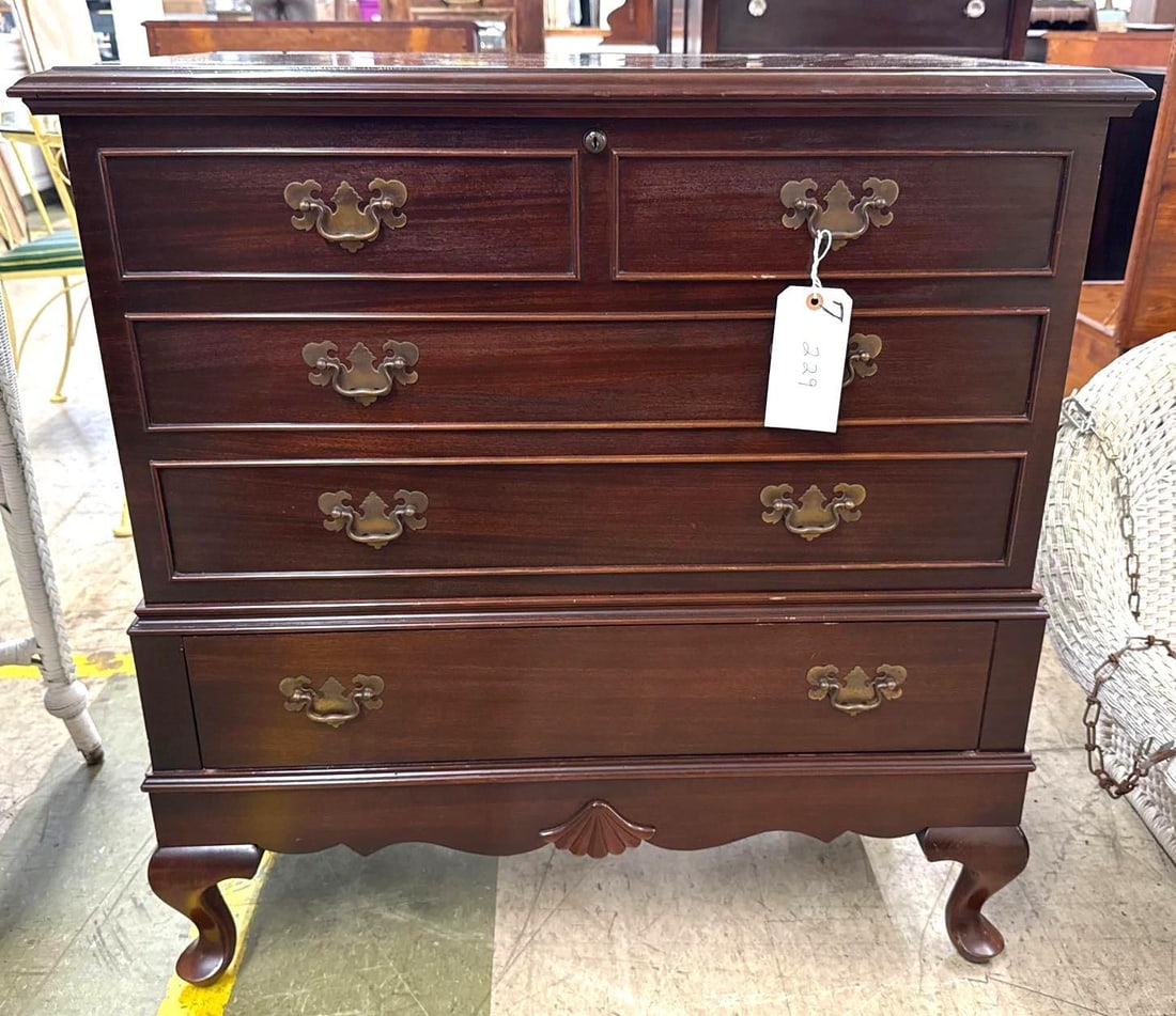 mahogany blanket chest: 35 inches tall 34 inches wide 18 inches deep