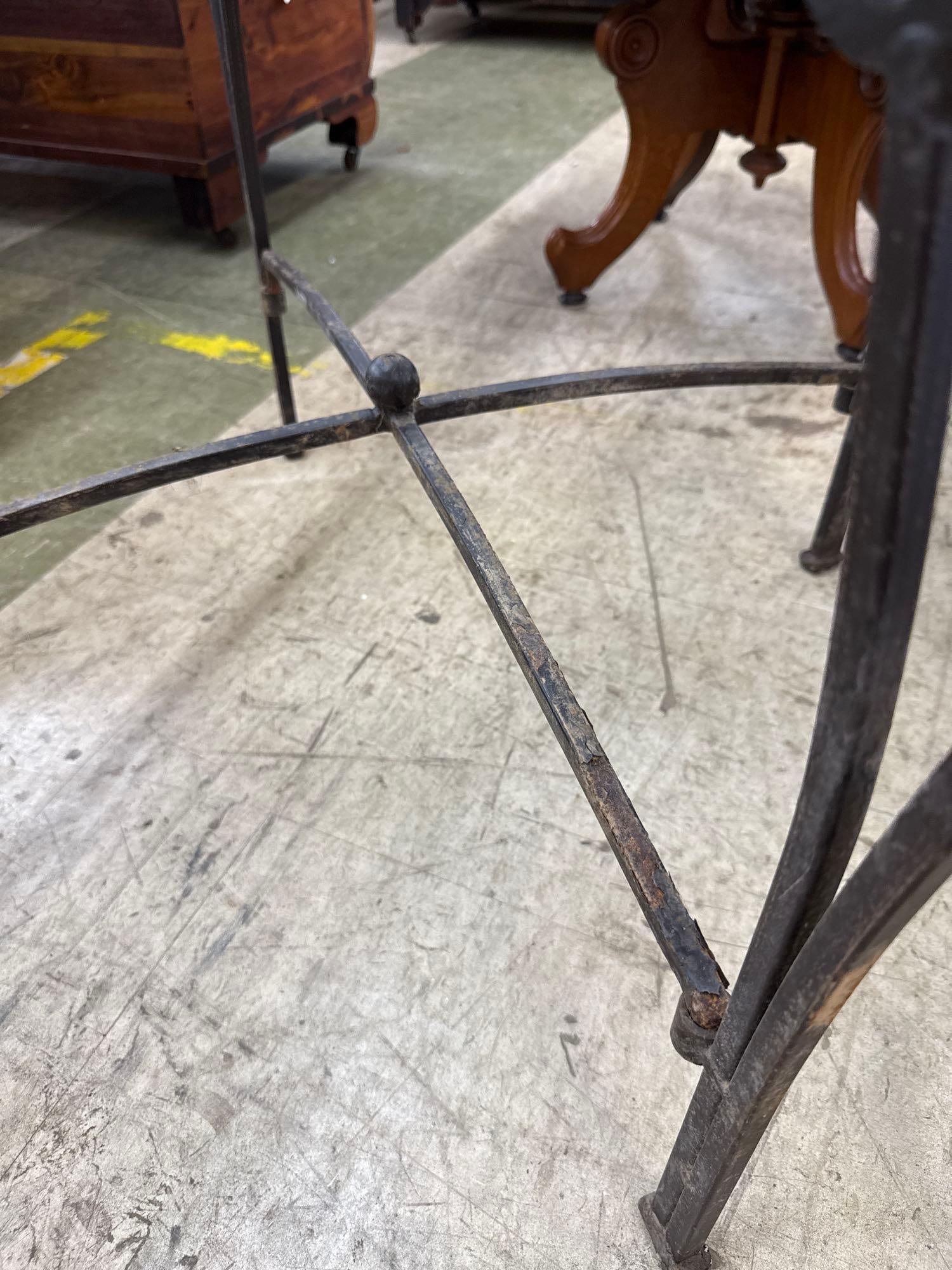 Glass top wrought-iron side table - 4