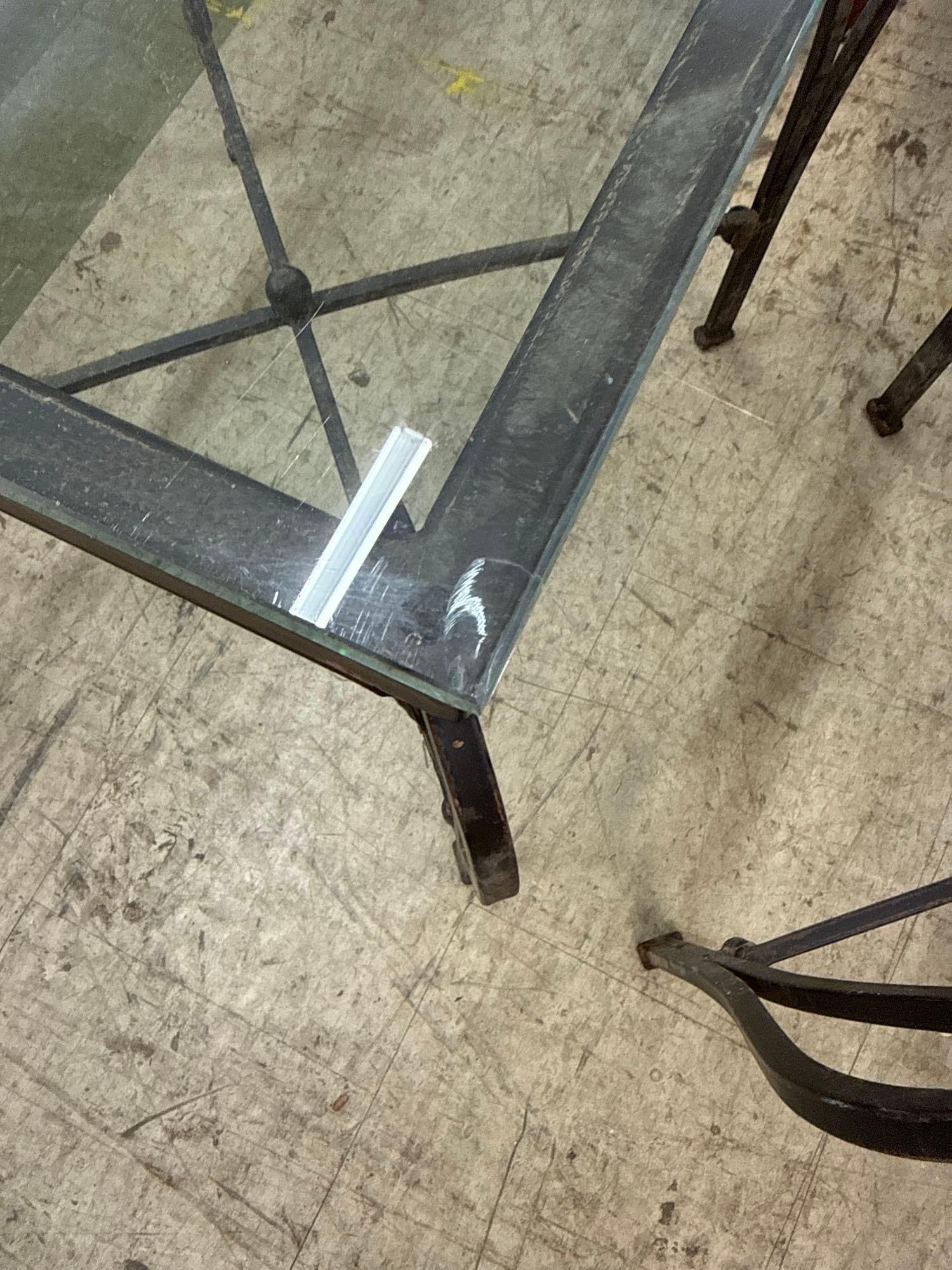Glass top wrought-iron side table - 5