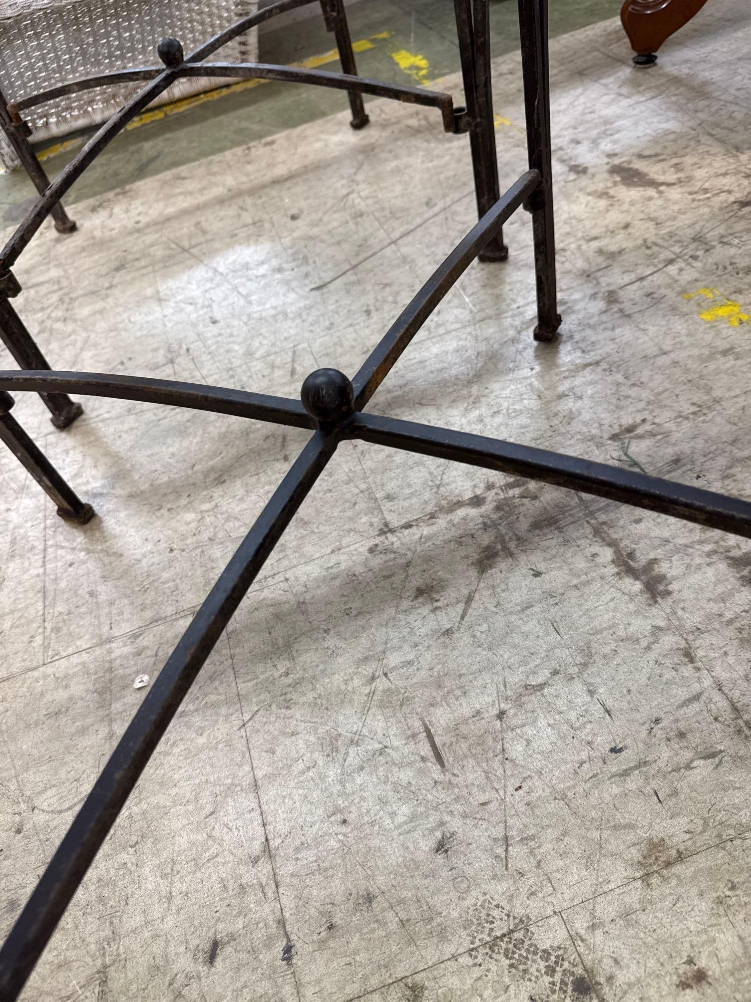 Glass top wrought-iron side table - 4