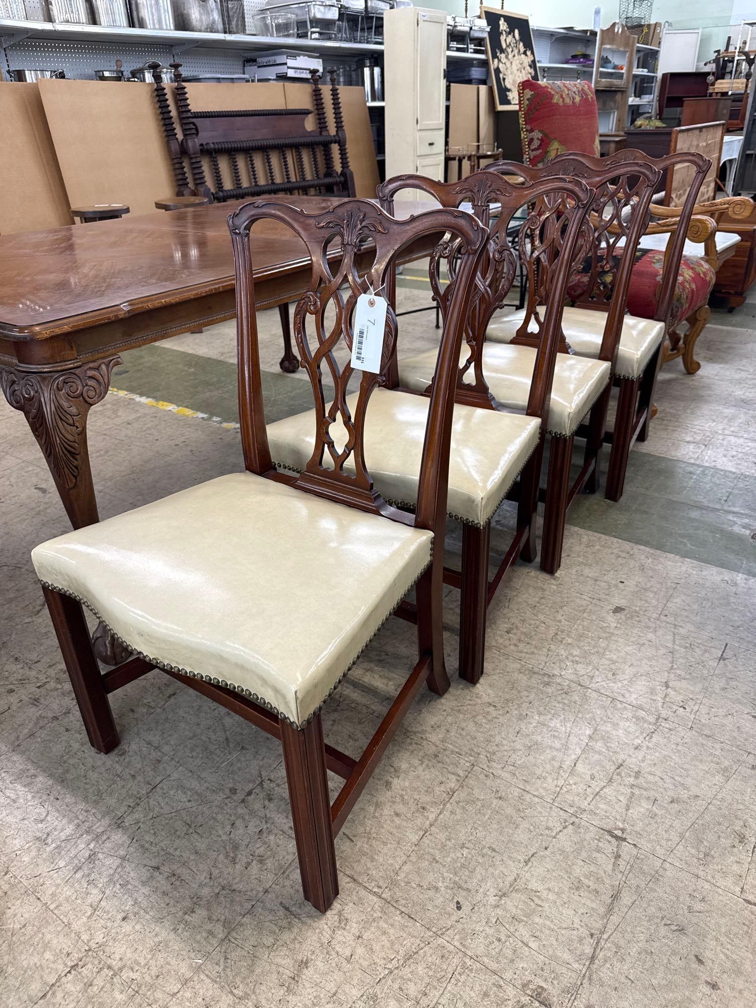set a four Chippendale dining chairs - 2