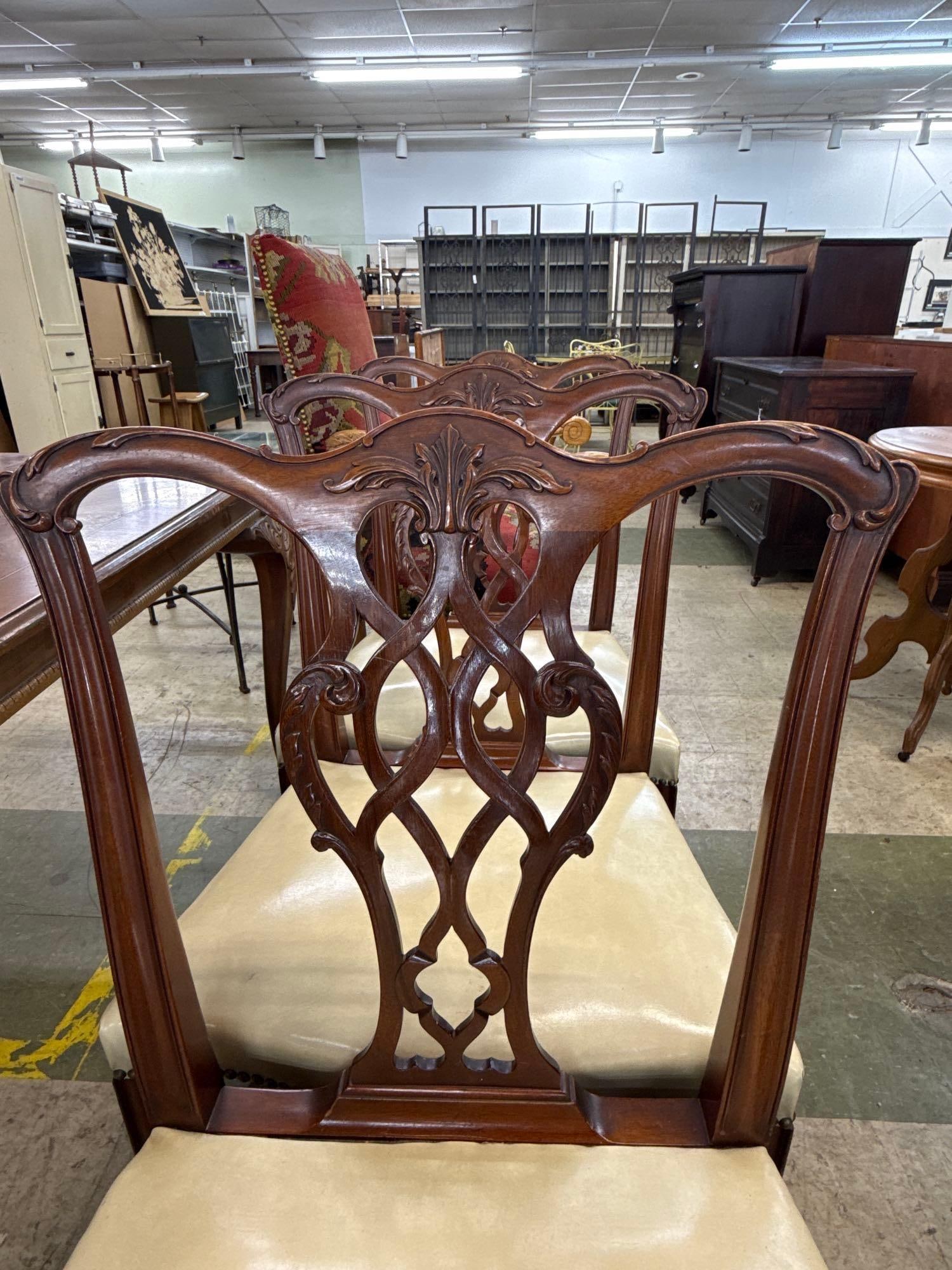set a four Chippendale dining chairs - 3
