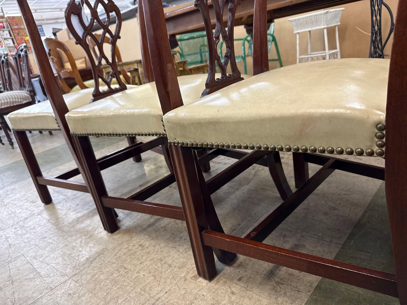 set a four Chippendale dining chairs - 4