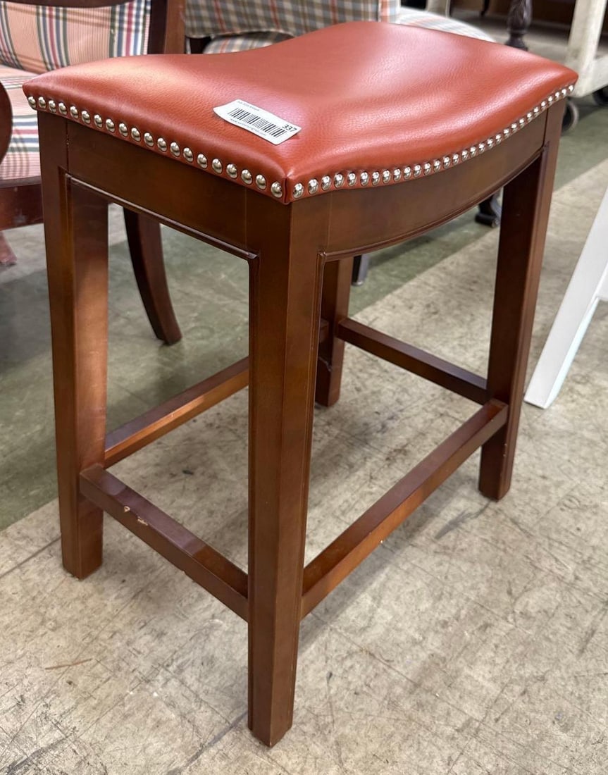 faux leather seat stool: 24 inches tall 18 inches wide 12 inches deep