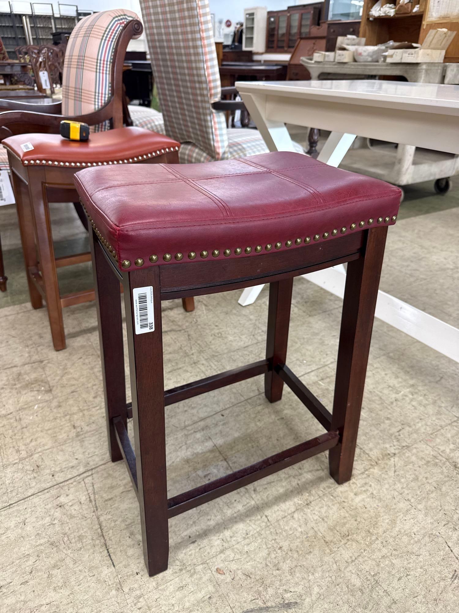 Faux red leather seat stool - 2
