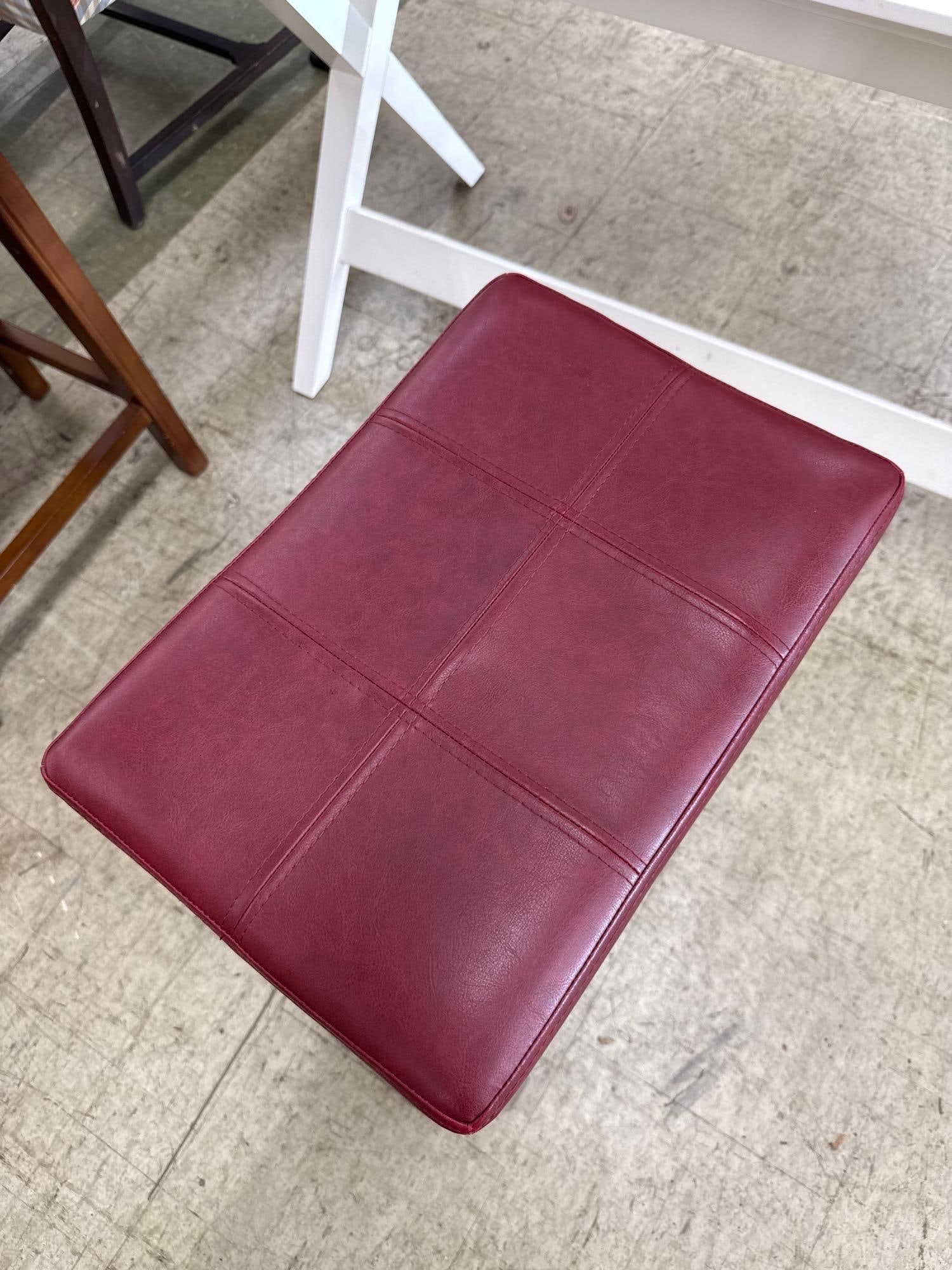 Faux red leather seat stool - 3