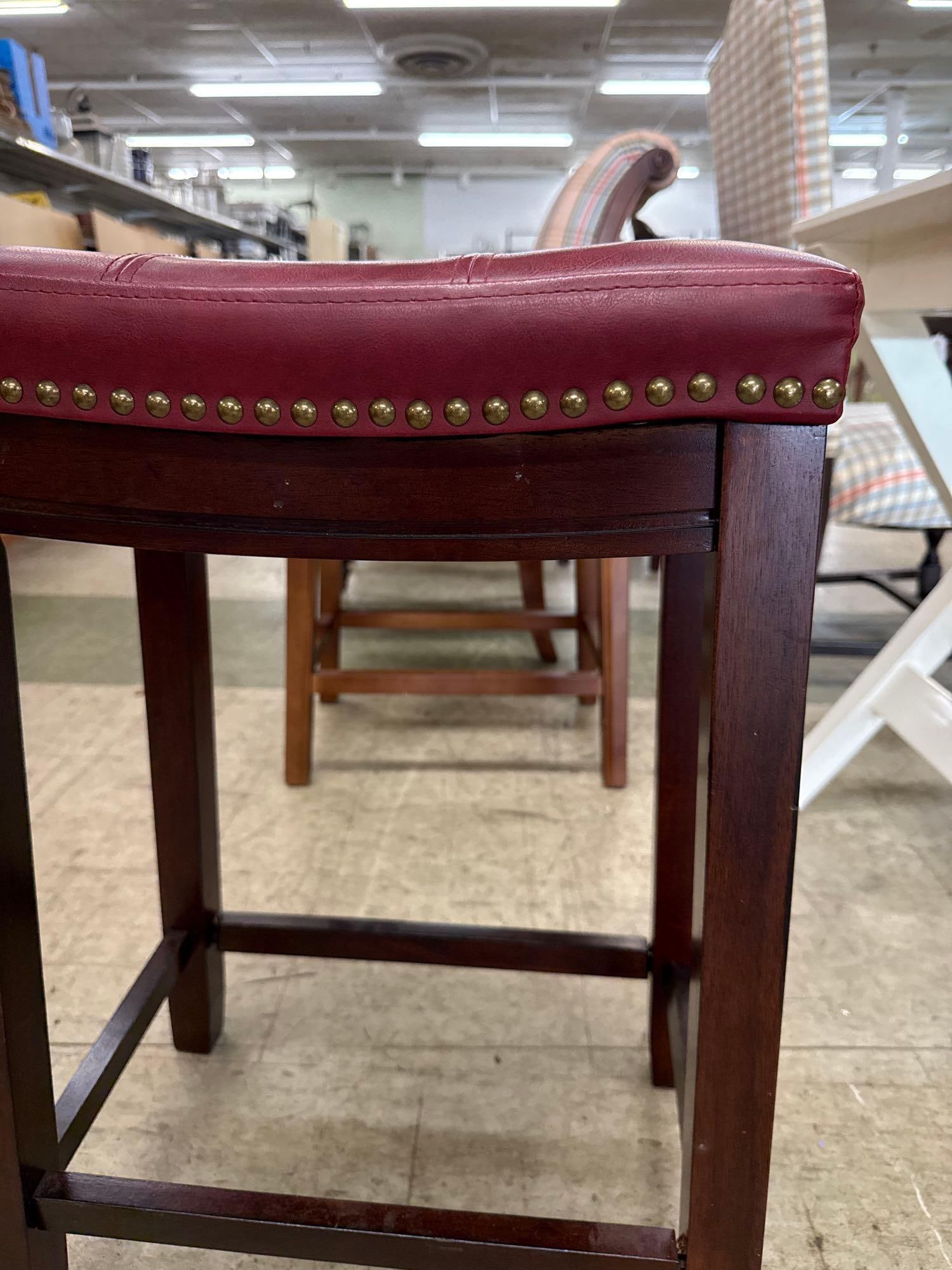 Faux red leather seat stool - 4