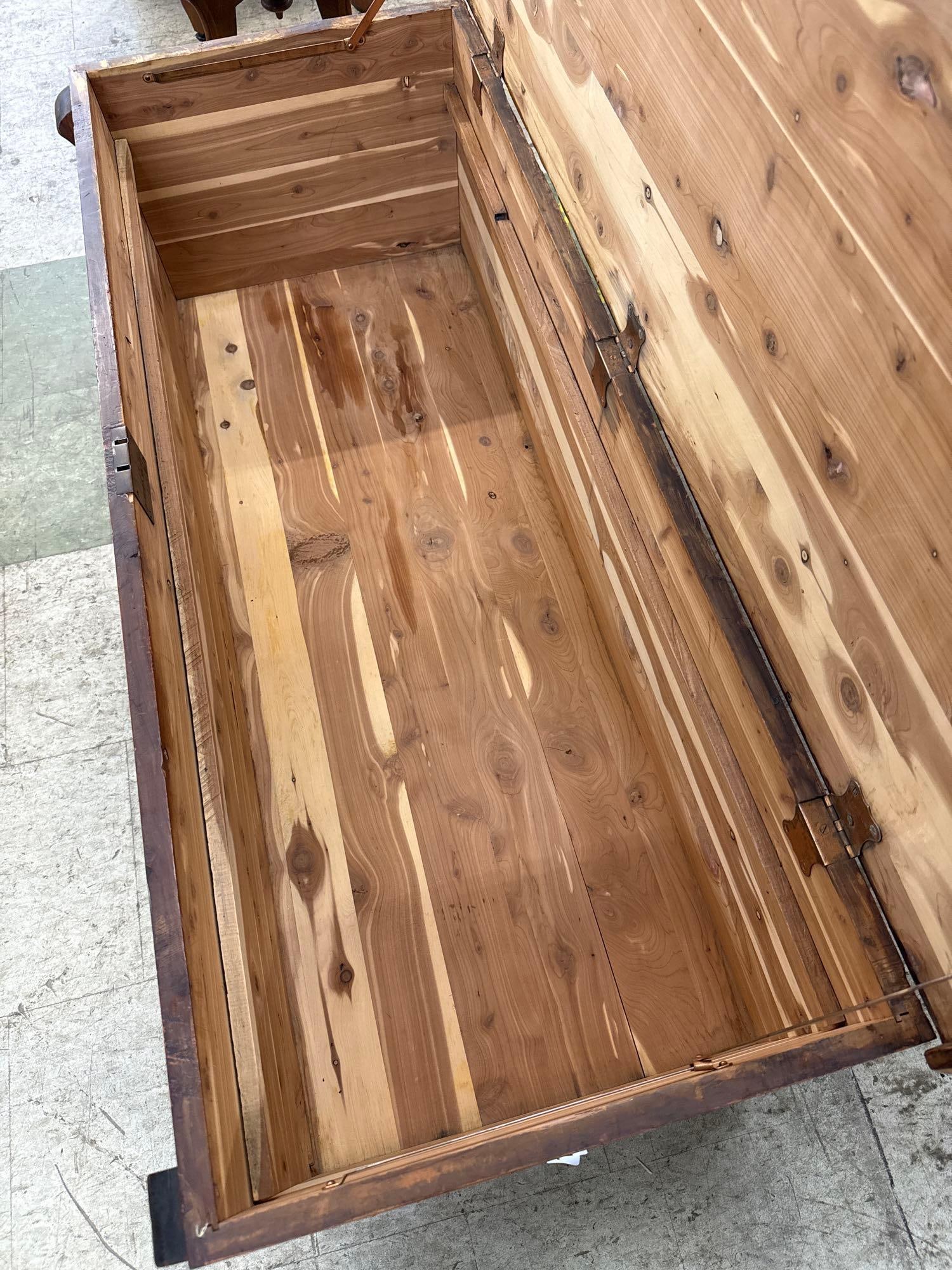 cedar blanket chest with copper strapping - 3