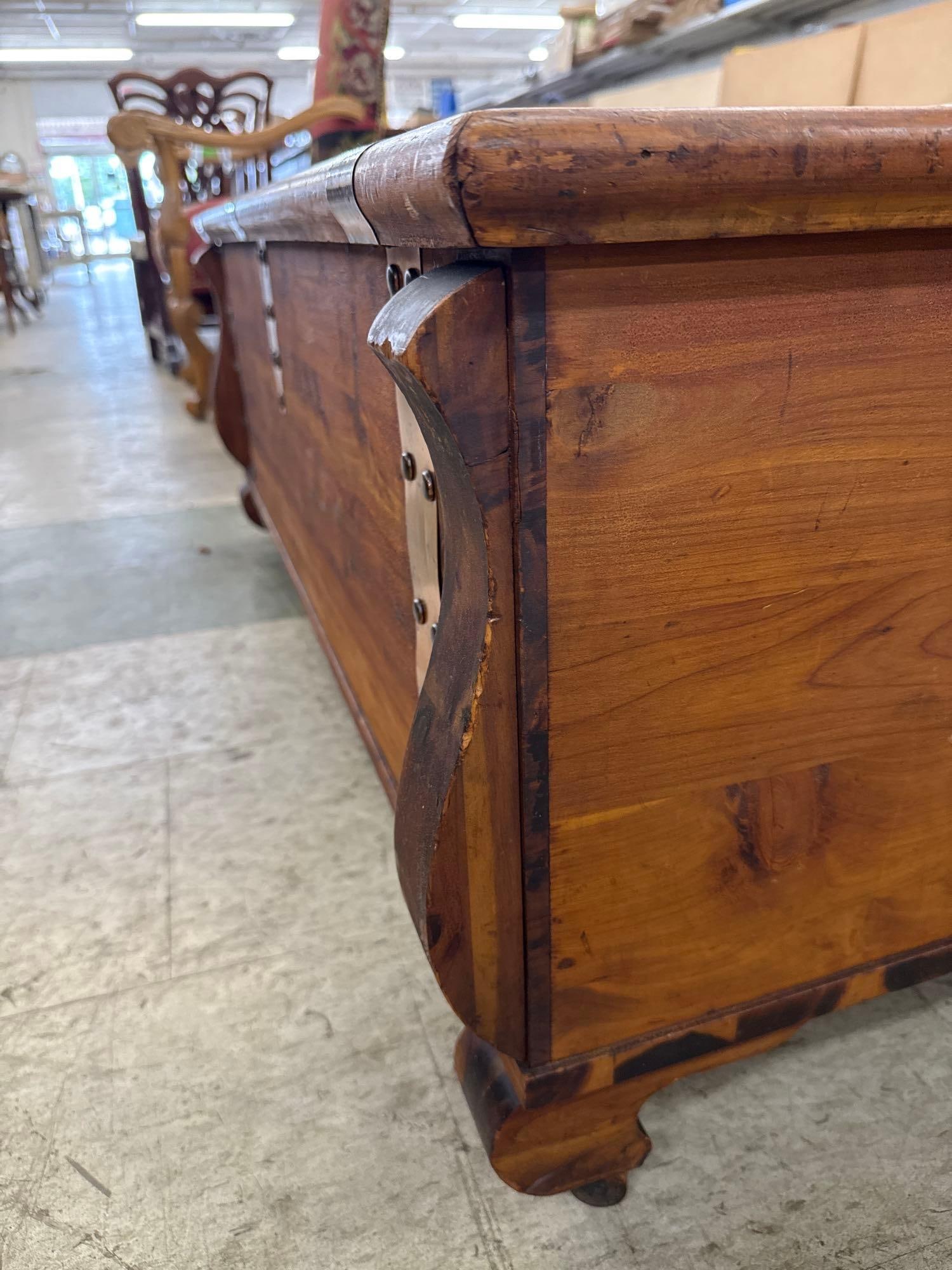 cedar blanket chest with copper strapping - 5