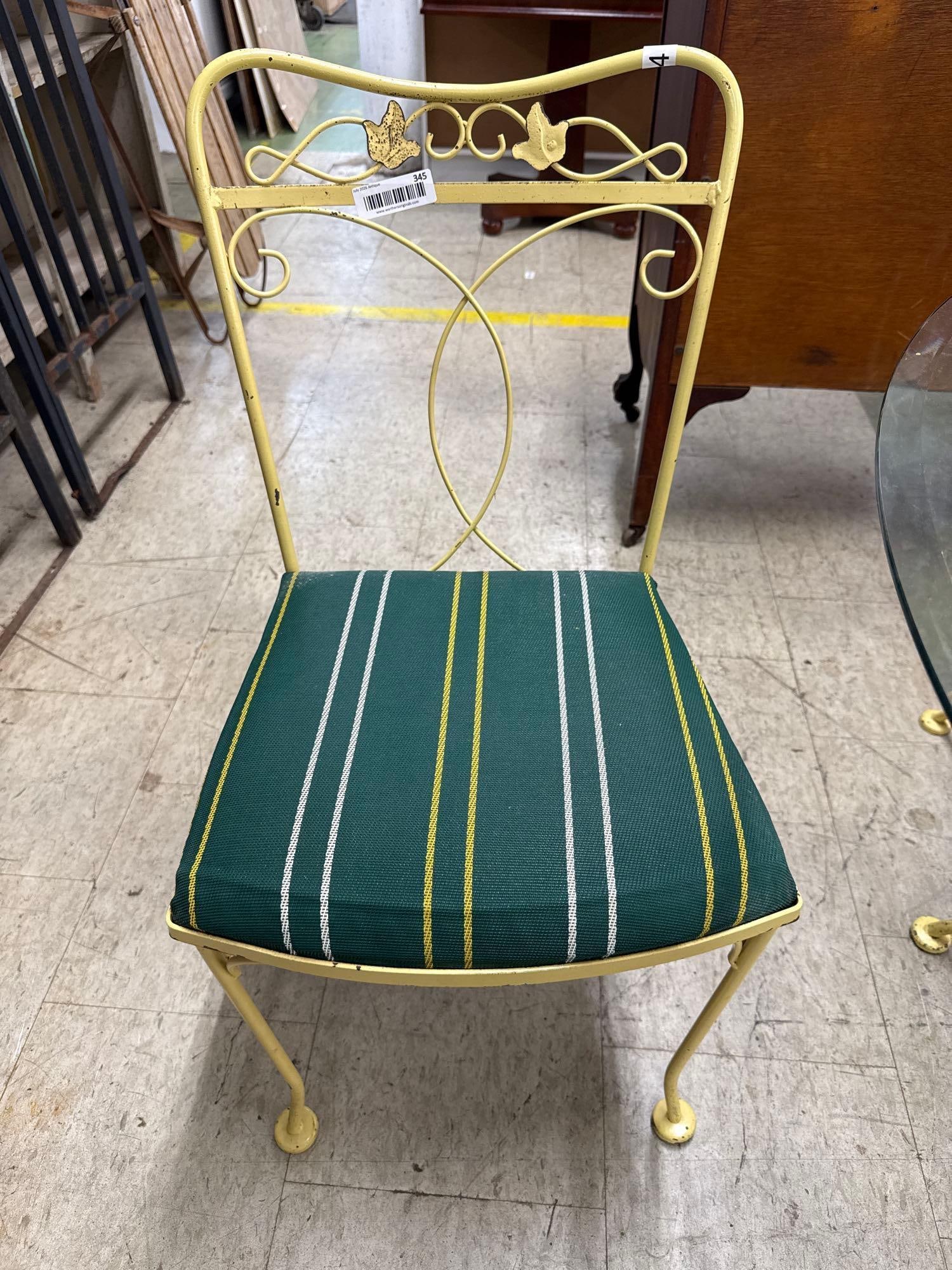 painted yellow wrought iron patio set - 4